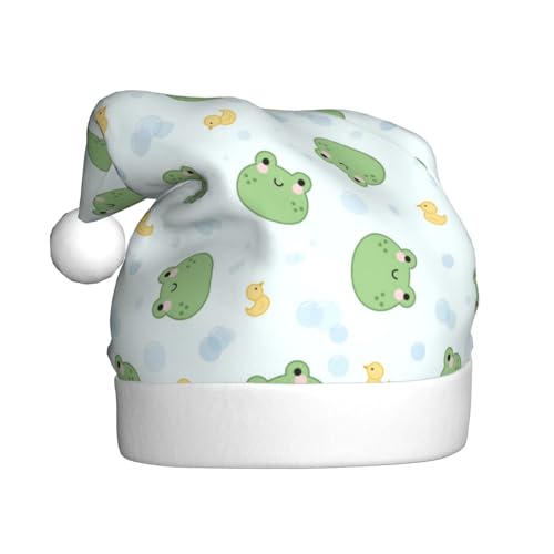 Kuilepa Kawaii Weihnachtsmütze mit Froschdruck, Weihnachtsmannmütze, Weihnachtsmütze für Erwachsene, verdickte Weihnachtsmützen für Weihnachten, Neujahr, Feiertag von Kuilepa