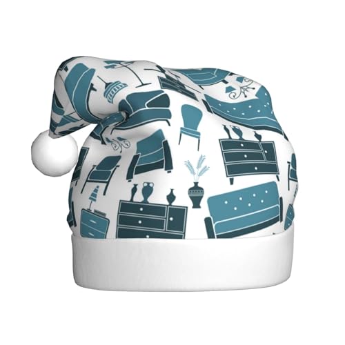 Kuilepa Moderne Weihnachtsmütze mit Möbeldruck, Weihnachtsmannmütze, Weihnachtsmütze für Erwachsene, verdickte Weihnachtsmannmützen für Weihnachten, Neujahr, Urlaub, Partyzubehör von Kuilepa