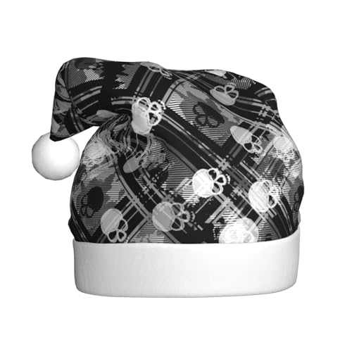 Kuilepa Nahtloses Muster mit Totenkopf-Aufdruck, Weihnachtsmütze, Weihnachtsmütze für Erwachsene, verdickte Weihnachtsmannmützen für Weihnachten, Neujahr, Urlaub, Partyzubehör von Kuilepa