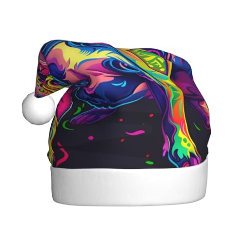 Kuilepa Neon Pop Art Pitbull-Druck, Weihnachtsmütze, Weihnachtsmütze für Erwachsene, dicke Weihnachtsmannmützen für Weihnachten, Neujahr, Partyzubehör Kuilepa Neon Pop Art Pitbull-Druck, Weihnachtsmütze, Weihnachtsmütze für Erwachsene, dicke Weihnachtsmannmützen für Weihnachten, Neujahr, Partyzubehör von Kuilepa
