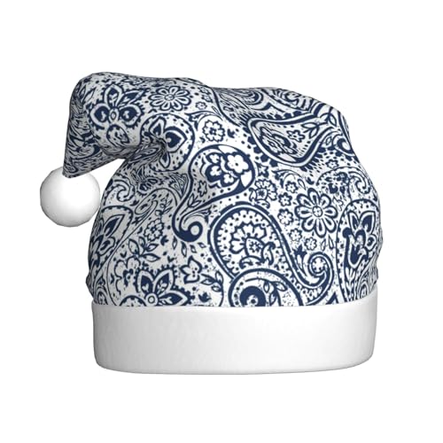 Kuilepa Paisley4 Weihnachtsmütze mit Paisley4-Druck, Weihnachtsmann-Hut für Erwachsene, verdickte Weihnachtsmützen für Weihnachten, Neujahr, Partyzubehör von Kuilepa