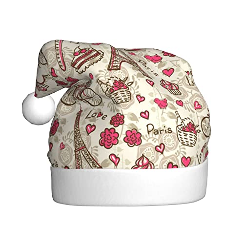Kuilepa Paris Weihnachtshut mit klassischem Druck, Weihnachtsmannhut, Weihnachtsmütze für Erwachsene, verdickte Nikolausmützen für Weihnachten, Neujahr, Partyzubehör Kuilepa Paris Weihnachtshut mit klassischem Druck, Weihnachtsmannhut, Weihnachtsmütze für Erwachsene, verdickte Nikolausmützen für Weihnachten, Neujahr, Partyzubehör von Kuilepa