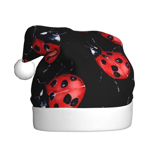 Kuilepa Schöner Weihnachtshut mit rotem Katarinendruck, Weihnachtsmannhut, Weihnachtsmütze für Erwachsene, verdickte Weihnachtsmannmützen für Weihnachten, Neujahr, Feiertag von Kuilepa