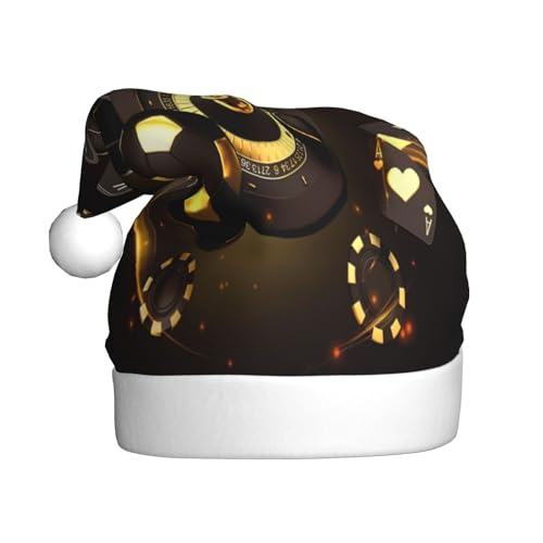 Kuilepa Weihnachtshut mit Casino-Karten-Druck, Weihnachtsmann-Hut für Erwachsene, verdickte Weihnachtsmannmützen für Weihnachten, Neujahr, von Kuilepa