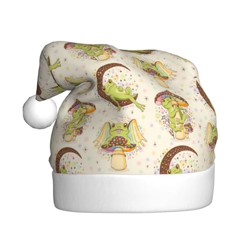 Kuilepa Weihnachtshut mit Froschdruck, Weihnachtsmannhut, Weihnachtsmütze für Erwachsene, verdickte Weihnachtsmannmützen für Weihnachten, Neujahr, Partyzubehör von Kuilepa