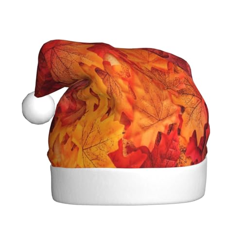 Kuilepa Weihnachtshut mit Herbstblättern, Weihnachtsmannhut, Weihnachtsmütze für Erwachsene, verdickte Weihnachtsmannmützen für Weihnachten, Neujahr, Partyzubehör von Kuilepa