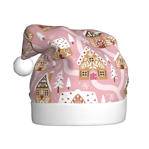 Kuilepa Weihnachtshut mit Lebkuchenhaus-Druck, Weihnachtsmannmütze, Weihnachtsmütze für Erwachsene, verdickte Weihnachtsmannmützen für Weihnachten, Neujahr Kuilepa Weihnachtshut mit Lebkuchenhaus-Druck, Weihnachtsmannmütze, Weihnachtsmütze für Erwachsene, verdickte Weihnachtsmannmützen für Weihnachten, Neujahr von Kuilepa