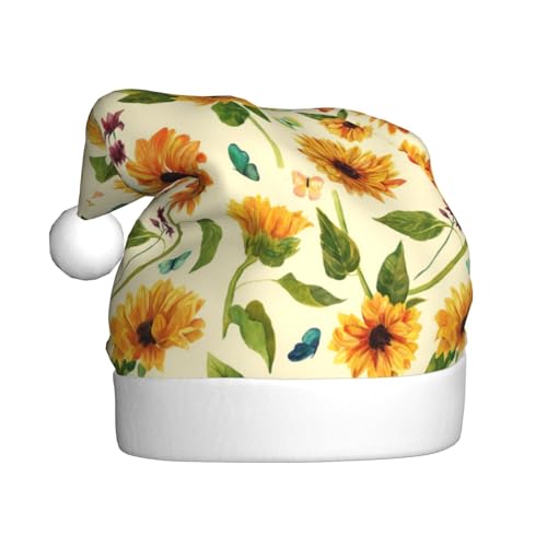 Kuilepa Weihnachtshut mit Sonnenblumen und Schmetterlingen, Weihnachtsmannhut, Weihnachtsmütze für Erwachsene, verdickte Weihnachtsmannmützen für Weihnachten, Neujahr von Kuilepa