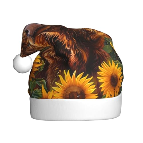 Kuilepa Weihnachtshut mit Sonnenblumenmuster, Weihnachtsmannhut, Weihnachtsmannhut, Weihnachtsmütze für Erwachsene, verdickte Weihnachtsmannmützen für Weihnachten, Neujahr Kuilepa Weihnachtshut mit Sonnenblumenmuster, Weihnachtsmannhut, Weihnachtsmannhut, Weihnachtsmütze für Erwachsene, verdickte Weihnachtsmannmützen für Weihnachten, Neujahr von Kuilepa