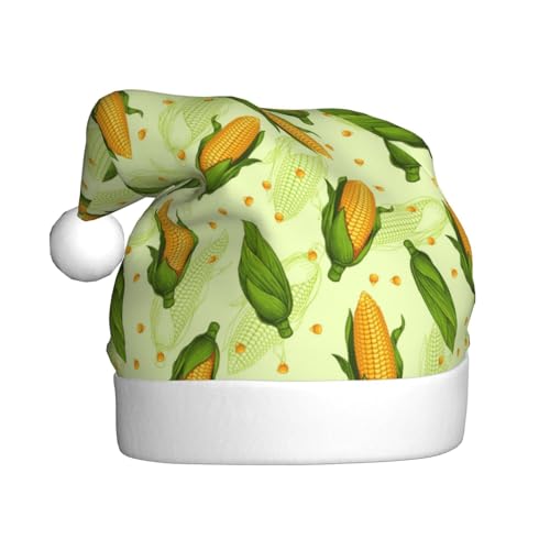 Kuilepa Weihnachtshut mit frischem Maisdruck, Weihnachtsmannmütze, Weihnachtsmütze für Erwachsene, verdickte Weihnachtsmannmützen für Weihnachten, Neujahr, Feiertag von Kuilepa