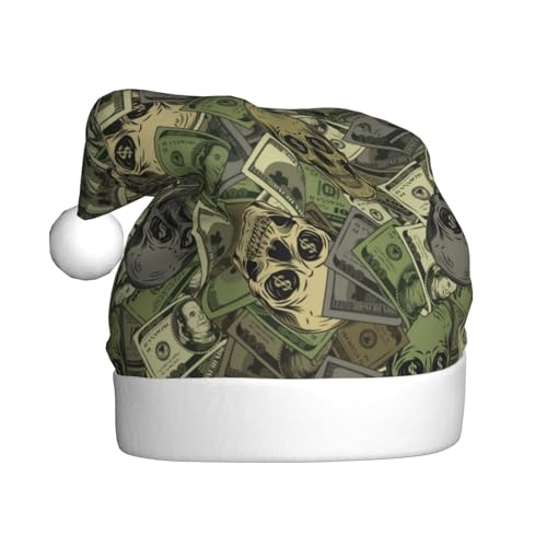 Kuilepa Weihnachtshut mit grünen Totenköpfen, Weihnachtsmannmütze, Weihnachtsmütze für Erwachsene, verdickte Weihnachtsmannmützen für Weihnachten, Neujahr von Kuilepa