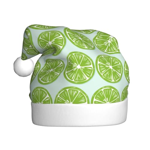 Kuilepa Weihnachtshut mit grünen Zitronenstreifen, Weihnachtsmann-Hut für Erwachsene, verdickte Weihnachtsmannmützen für Weihnachten, Neujahr, Zubehör von Kuilepa
