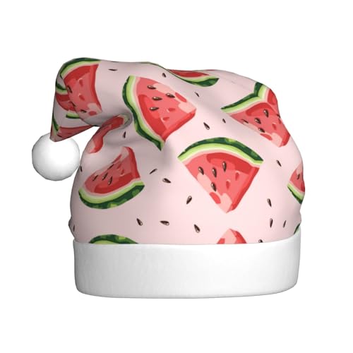 Kuilepa Weihnachtshut mit handgezeichnetem Wassermelonenmuster, Weihnachtsmannhut, Weihnachtsmütze für Erwachsene, verdickte Weihnachtsmannmützen für Weihnachten, Neujahr, Feiertag von Kuilepa