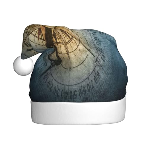 Kuilepa Weihnachtshut mit klassischem Kompassdruck, Weihnachtsmannhut, Weihnachtsmütze für Erwachsene, verdickte Weihnachtsmannmützen für Weihnachten, Neujahr von Kuilepa