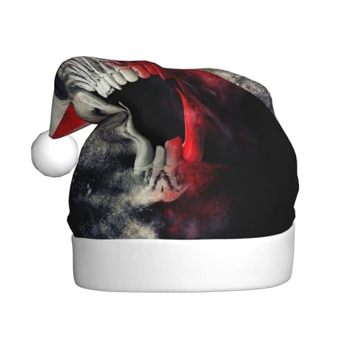 Kuilepa Weihnachtshut mit rotem und weißem schreiendem Dämonenschädel, Weihnachtsmannmütze, Weihnachtsmütze für Erwachsene, verdickte Weihnachtsmannmützen für Weihnachten, Jahr Kuilepa Weihnachtshut mit rotem und weißem schreiendem Dämonenschädel, Weihnachtsmannmütze, Weihnachtsmütze für Erwachsene, verdickte Weihnachtsmannmützen für Weihnachten, Jahr von Kuilepa