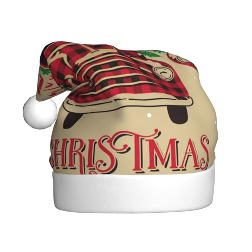 Kuilepa Weihnachtsmütze, Vintage-Stil, roter LKW-Druck, Weihnachtsmütze, Weihnachtsmütze für Erwachsene, verdickte Weihnachtsmannmützen für Weihnachten, Neujahr, Urlaub, Partyzubehör von Kuilepa