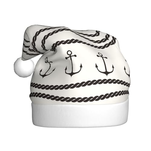 Kuilepa Weihnachtsmütze mit Anker- und Seil-Aufdruck, Weihnachtsmannmütze, Weihnachtsmütze für Erwachsene, verdickte Weihnachtsmannmützen für Weihnachten, Neujahr, Urlaub, Partyzubehör von Kuilepa