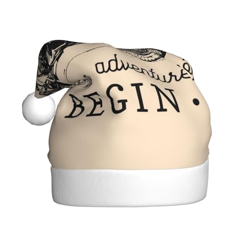 Kuilepa Weihnachtsmütze mit Aufdruck "Let The Adventure Begin", Weihnachtsmannmütze, Weihnachtsmütze für Erwachsene, verdickte Weihnachtsmannmützen für Weihnachten, Neujahr, Urlaub, Partyzubehör von Kuilepa