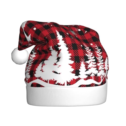 Kuilepa Weihnachtsmütze mit Büffelmuster, Weihnachtsmannmütze, Weihnachtsmütze für Erwachsene, verdickte Weihnachtsmannmützen für Weihnachten, Neujahr, Urlaub, Partyzubehör von Kuilepa