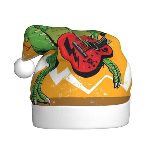 Kuilepa Weihnachtsmütze mit Dinosaurier-Druck, Weihnachtsmann-Hut für Erwachsene, dicke Weihnachtsmannmützen für Weihnachten, Neujahr, Partyzubehör von Kuilepa