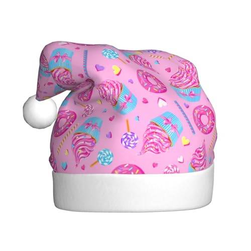 Kuilepa Weihnachtsmütze mit Donut-Aufdruck, Weihnachtsmannmütze, Weihnachtsmütze für Erwachsene, verdickte Weihnachtsmannmützen für Weihnachten, Neujahr, Urlaub, Partyzubehör von Kuilepa