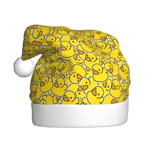 Kuilepa Weihnachtsmütze mit Enten-Cartoon-Tiermotiv, gelber Druck, Weihnachtsmannmütze, Weihnachtsmütze für Erwachsene, verdickte Weihnachtsmannmützen für Weihnachten, Neujahr, Urlaub, Partyzubehör Kuilepa Weihnachtsmütze mit Enten-Cartoon-Tiermotiv, gelber Druck, Weihnachtsmannmütze, Weihnachtsmütze für Erwachsene, verdickte Weihnachtsmannmützen für Weihnachten, Neujahr, Urlaub, Partyzubehör von Kuilepa
