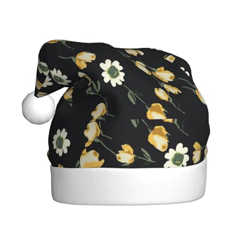 Kuilepa Weihnachtsmütze mit Gänseblümchen-Aufdruck, Weihnachtsmannmütze, Weihnachtsmütze für Erwachsene, verdickte Weihnachtsmannmützen für Weihnachten, Neujahr, Urlaub, Partyzubehör von Kuilepa