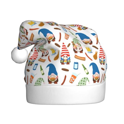 Kuilepa Weihnachtsmütze mit Grillzwergen, Weihnachtsmannmütze, Weihnachtsmütze für Erwachsene, verdickte Weihnachtsmannmützen für Weihnachten, Neujahr, Urlaub, Partyzubehör von Kuilepa