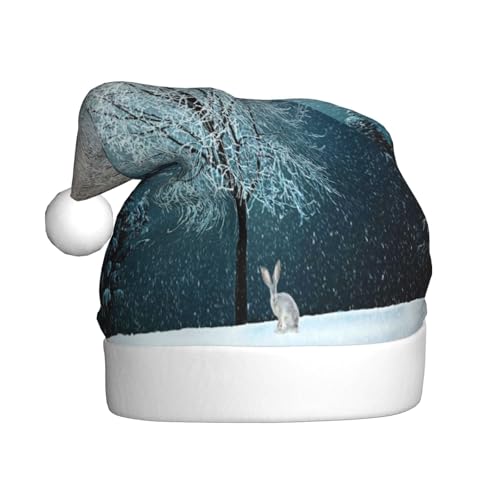 Kuilepa Weihnachtsmütze mit Hasenmuster, Winter-Hut, Weihnachtsmann-Hut für Erwachsene, verdickte Weihnachtsmannmützen für Weihnachten, Neujahr, Partyzubehör von Kuilepa