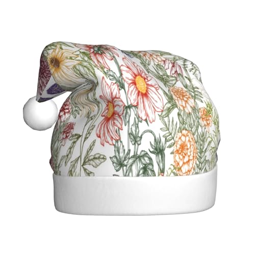 Kuilepa Weihnachtsmütze mit Herbstgartendruck, Weihnachtsmannmütze, Weihnachtsmütze für Erwachsene, verdickte Weihnachtsmannmützen für Weihnachten, Neujahr, Urlaub, Partyzubehör von Kuilepa