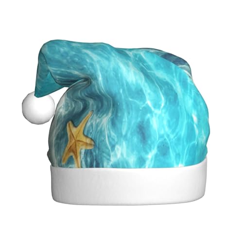 Kuilepa Weihnachtsmütze mit Korallen und Muscheln am Strand, Weihnachtsmannmütze, Weihnachtsmütze für Erwachsene, verdickte Weihnachtsmannmützen für Weihnachten, Neujahr, Urlaub, Partyzubehör von Kuilepa