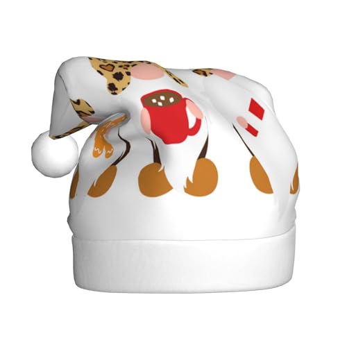 Kuilepa Weihnachtsmütze mit Leopardenmuster, Weihnachtsmann-Hut für Erwachsene, verdickte Weihnachtsmannmützen für Weihnachten, Neujahr, Partyzubehör von Kuilepa