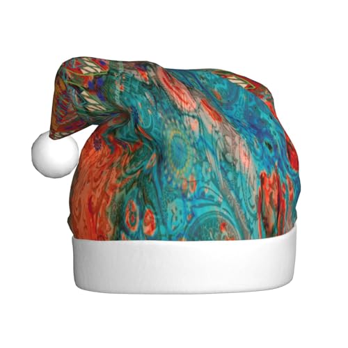 Kuilepa Weihnachtsmütze mit Mandala-Druck, Weihnachtsmannmütze, Weihnachtsmütze für Erwachsene, verdickte Weihnachtsmannmützen für Weihnachten, Neujahr, Urlaub, Partyzubehör von Kuilepa