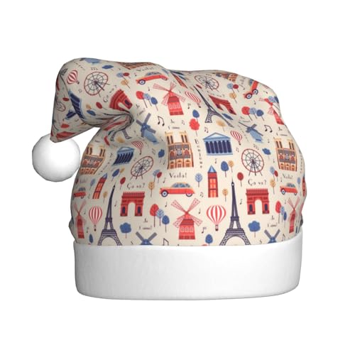 Kuilepa Weihnachtsmütze mit Paris-Druck, Weihnachtsmannmütze, Weihnachtsmütze für Erwachsene, verdickte Weihnachtsmannmützen für Weihnachten, Neujahr, Urlaub, Partyzubehör Kuilepa Weihnachtsmütze mit Paris-Druck, Weihnachtsmannmütze, Weihnachtsmütze für Erwachsene, verdickte Weihnachtsmannmützen für Weihnachten, Neujahr, Urlaub, Partyzubehör von Kuilepa