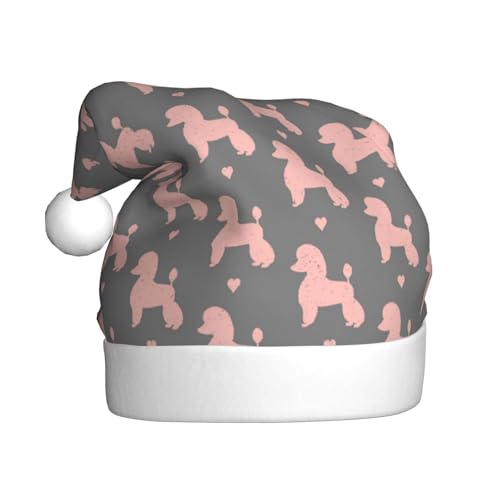 Kuilepa Weihnachtsmütze mit Pudel-Motiv, Weihnachtsmannmütze, Weihnachtsmütze für Erwachsene, verdickte Weihnachtsmannmützen für Weihnachten, Neujahr, Urlaub von Kuilepa