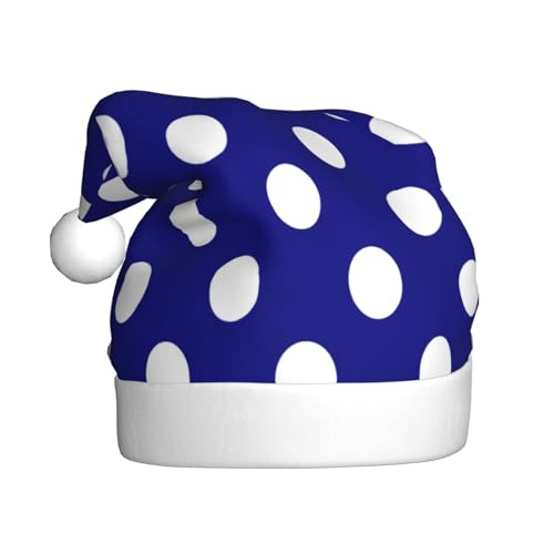 Kuilepa Weihnachtsmütze mit Punkten, Marineblau und Weiß, Weihnachtsmann-Hut für Erwachsene, dicke Weihnachtsmannmützen für Weihnachten, Neujahr von Kuilepa