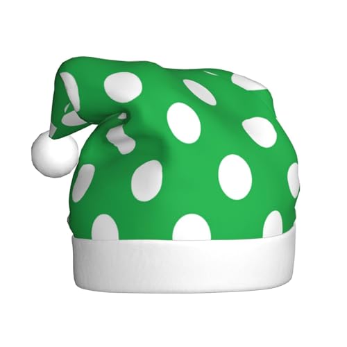 Kuilepa Weihnachtsmütze mit Punkten, grün und weiß, Weihnachtsmannhut, Weihnachtsmütze für Erwachsene, dicke Weihnachtsmannmützen für Weihnachten, Neujahr von Kuilepa