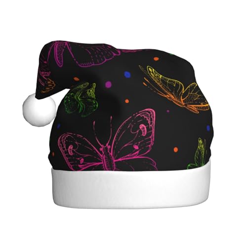 Kuilepa Weihnachtsmütze mit Schmetterlings-Aufdruck, Weihnachtsmannmütze, Weihnachtsmütze für Erwachsene, verdickte Weihnachtsmannmützen für Weihnachten, Neujahr, Urlaub von Kuilepa