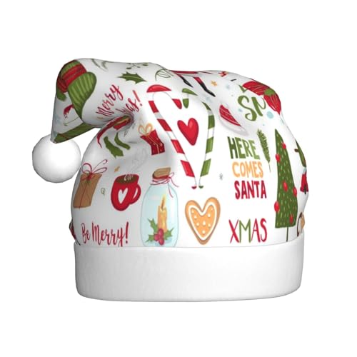 Kuilepa Weihnachtsmütze mit Schneeflocken-Aufdruck, Weihnachtsmannmütze, Weihnachtsmütze für Erwachsene, verdickte Weihnachtsmannmützen für Weihnachten, Neujahr, Urlaub, Partyzubehör von Kuilepa