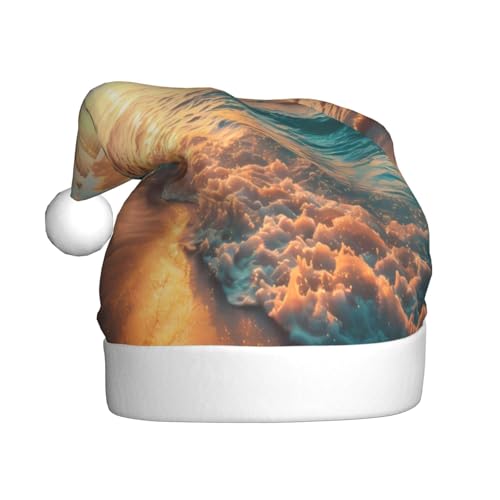 Kuilepa Weihnachtsmütze mit Strandszenenmuster, Weihnachtsmann-Hut für Erwachsene, verdickte Weihnachtsmannmützen für Weihnachten, Neujahr von Kuilepa