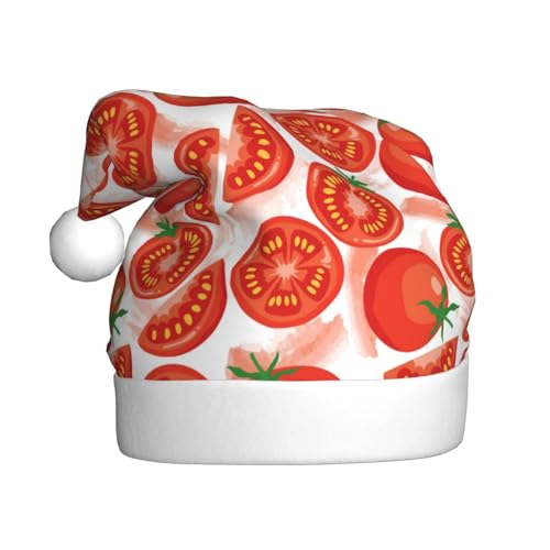 Kuilepa Weihnachtsmütze mit Tomaten-Aufdruck, Weihnachtsmannmütze, Weihnachtsmütze für Erwachsene, verdickte Weihnachtsmannmützen für Weihnachten, Neujahr, Urlaub von Kuilepa
