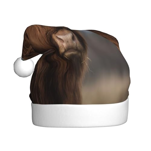 Kuilepa Weihnachtsmütze mit Yak-Aufdruck, Weihnachtsmannmütze, Weihnachtsmütze für Erwachsene, verdickte Weihnachtsmannmützen für Weihnachten, Neujahr, Urlaub, Partyzubehör von Kuilepa