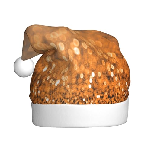 Kuilepa Weihnachtsmütze mit glitzerndem orangefarbenem und schwarzem Aufdruck, Weihnachtsmannmütze, Weihnachtsmütze für Erwachsene, verdickte Weihnachtsmannmützen für Weihnachten, Neujahr, Urlaub von Kuilepa