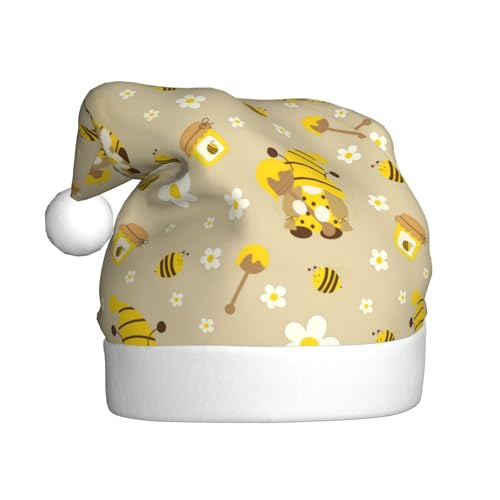 Kuilepa Weihnachtsmütze mit niedlichem Bienenzwerg, Weihnachtsmannmütze, Weihnachtsmütze für Erwachsene, verdickte Weihnachtsmannmützen für Weihnachten, Neujahr, Urlaub, Partyzubehör von Kuilepa