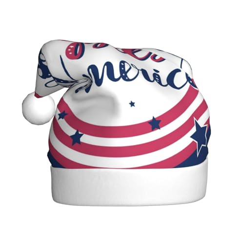 Kuilepa Weihnachtsmütze mit patriotischem Sternaufdruck, Weihnachtsmannmütze, Weihnachtsmütze für Erwachsene, verdickte Weihnachtsmannmützen für Weihnachten, Neujahr, Urlaub, Partyzubehör von Kuilepa
