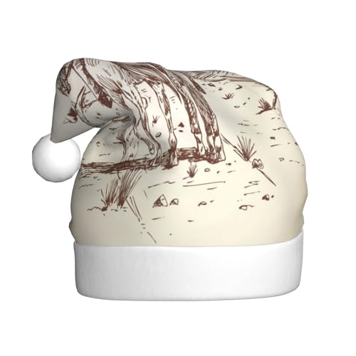 Kuilepa Weihnachtsmütze mit zwei Cowboys, die Pferde in der Wüste reiten, Weihnachtsmannmütze, Weihnachtsmütze für Erwachsene, verdickte Weihnachtsmannmützen für Weihnachten, Neujahr, Urlaub von Kuilepa