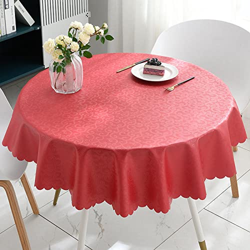 Kuinmpiond Tischdecken Wasserabweisend Tischdecke Verbrühungsschutz Lotuseffekt Tischtücher Rot 200cm Runder Durchmesser von Kuinmpiond