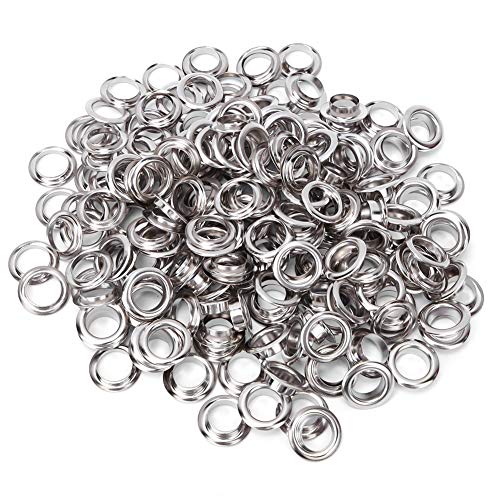 100 Sets Ösen-Set aus antikem Messing mit Unterlegscheiben, 10 mm Ösen für Leder, Taschen, Kleidung, Schuhe, Gürtel (Silber) von Kukyller