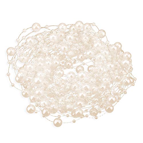 Kukyller 10m Perlenperlen Garland zur Dekoration, Handwerk Perlenperlen String Spulen Elfenbein Farbe Faux Strand Roll DIY Hochzeitsfeier Dekoration (Beige) von Kukyller