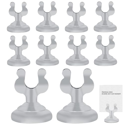 Kukyller 10pcs 4cm Silber kleiner Tischnummer Halter, Edelstahl Harp Clip Style Place Card / Tischnummer Halter Tabletop Menüständer für das Restaurant Hochzeit von Kukyller